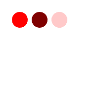 three small circles, one red, one dark red, and one pink