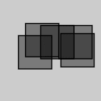 grey square with 5 overlapping semi-transparent black rectangles