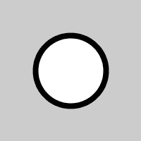 grey square with a white circle in the center with black stroke